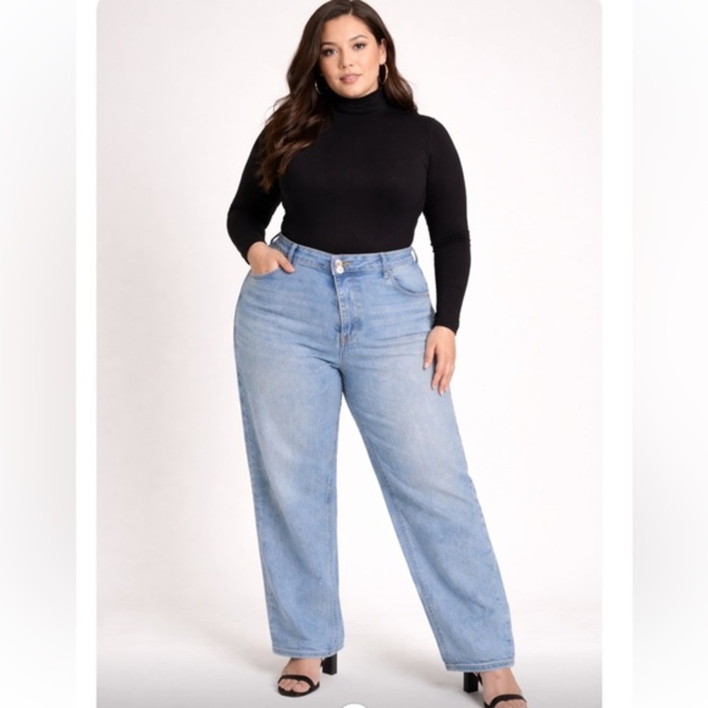 Micas Light Blue Women's Jeans 3XL asymmetrical front MA3